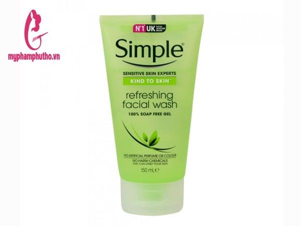 công dụng Sữa rửa mặt dạng gel Simple Kind To Skin Refreshing Facial Wash Gel