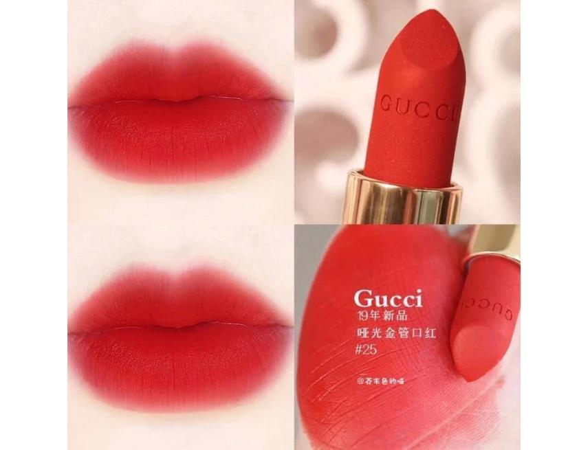 Son đỏ hồng phiên bản đặc biệt Gucci Rouge À Lèvres Voile Màu 25 Goldie Red